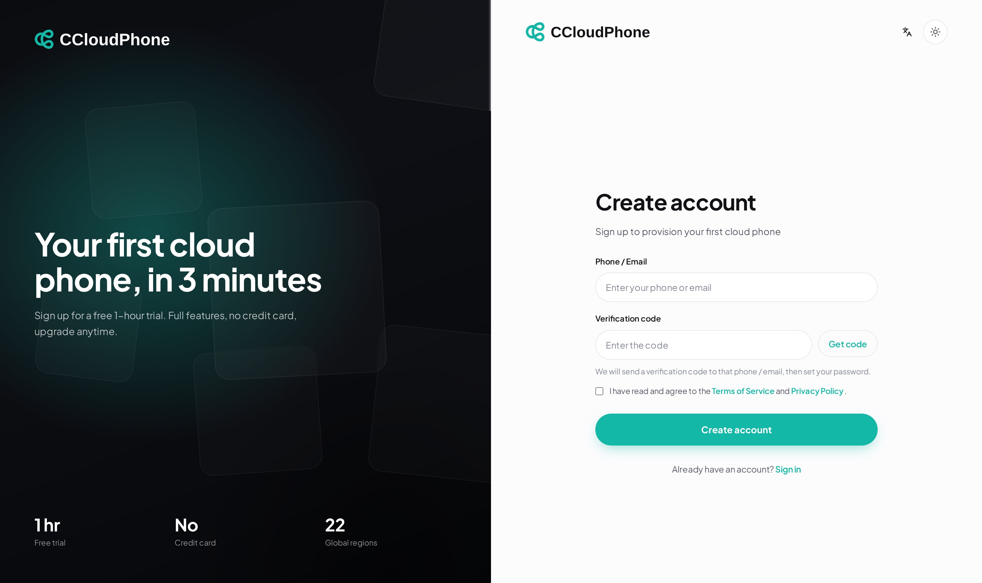 Create account
