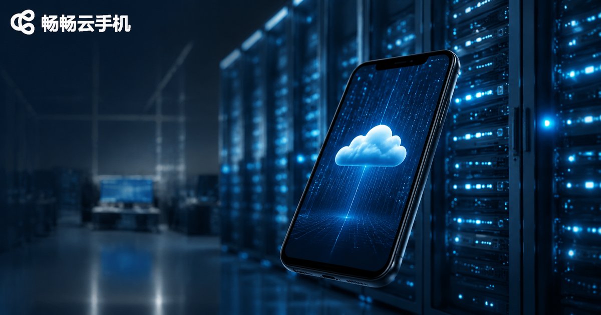 Modern server room with cloud phone interface