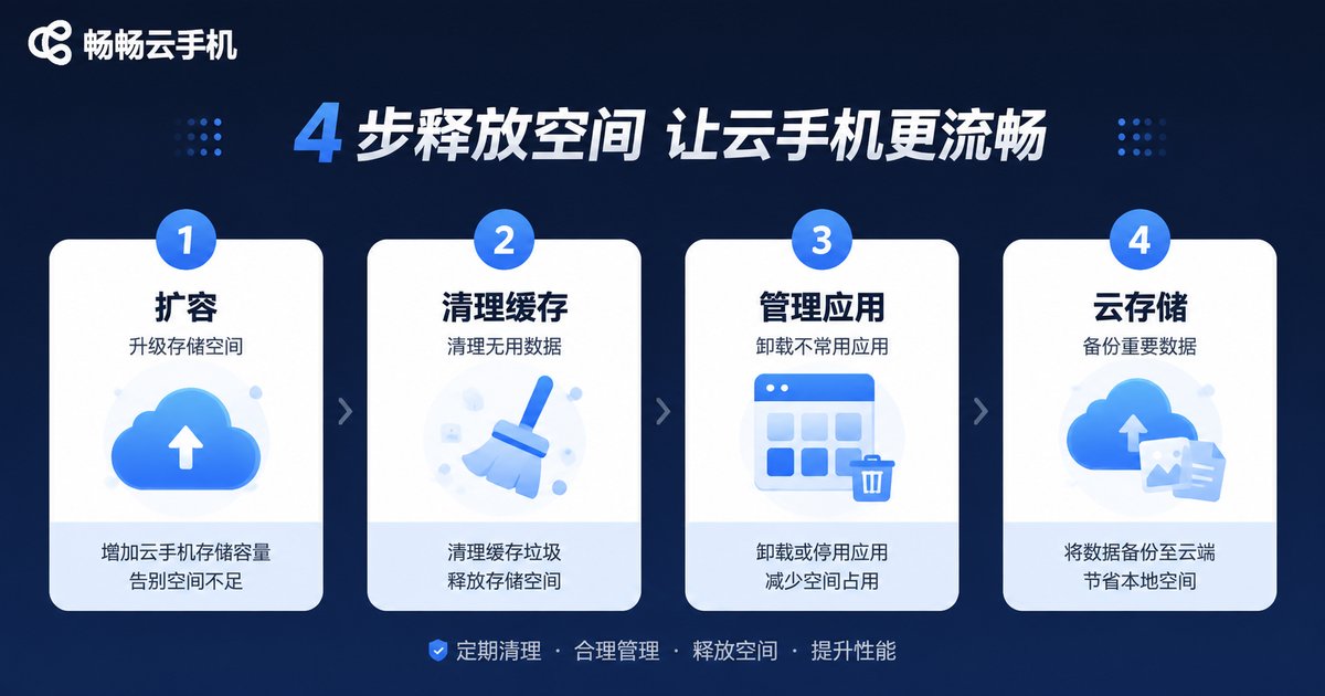 云手机存储清理的4个步骤信息图