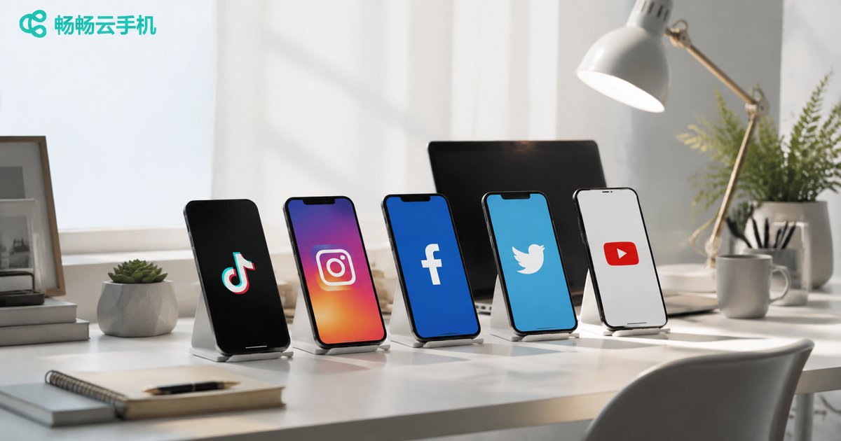 Modern workspace with multiple smartphones