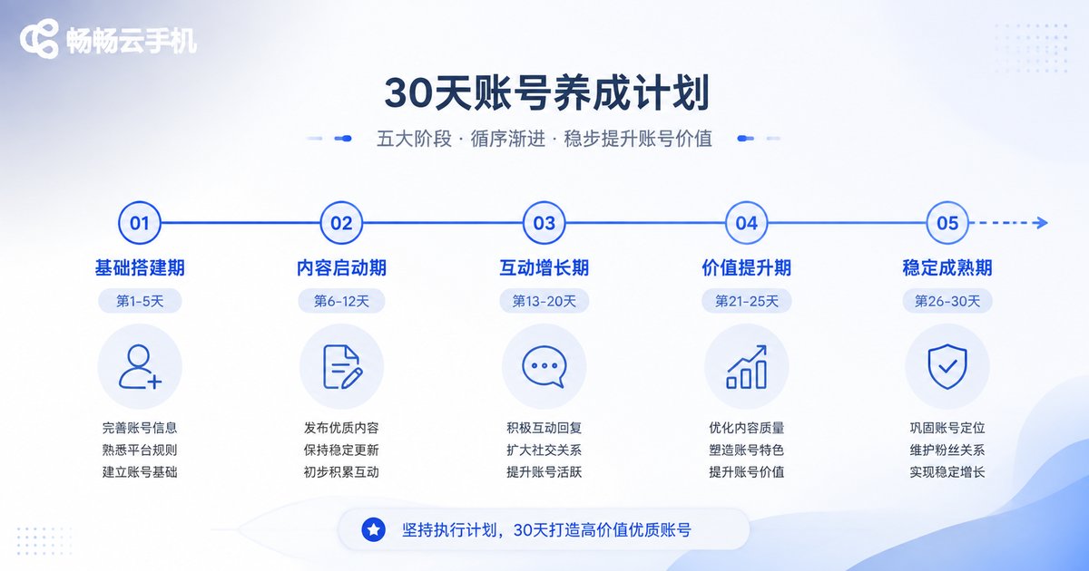 30天云手机养号周期节奏表信息图
