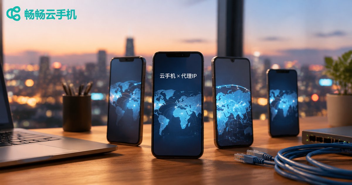 云手机叠加代理IP使用的场景概念图