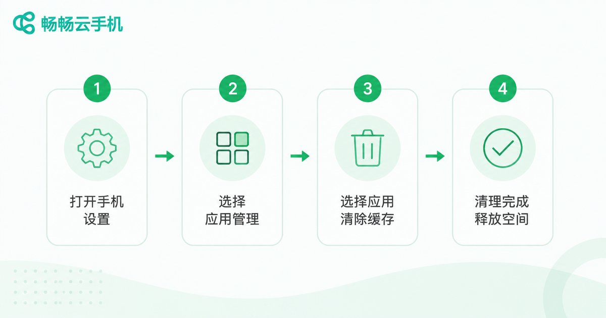 手动清理云手机缓存的四个步骤信息图