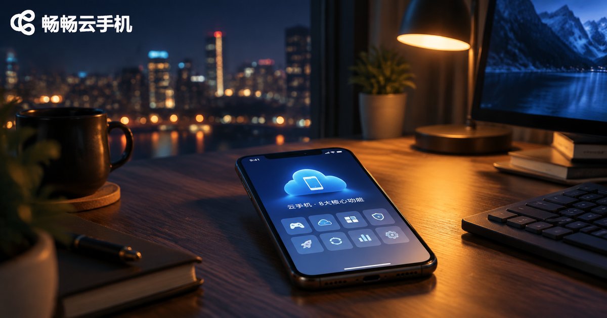夜晚书桌上手机连接云端持续运行的电影感场景
