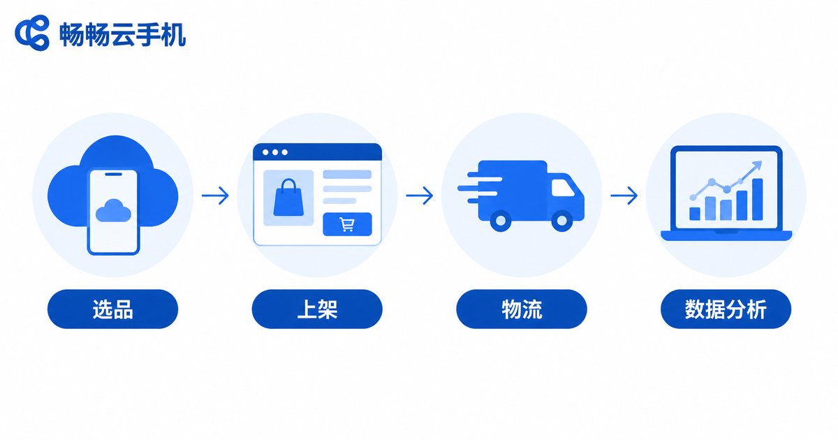 云手机跨境电商运营流程信息图