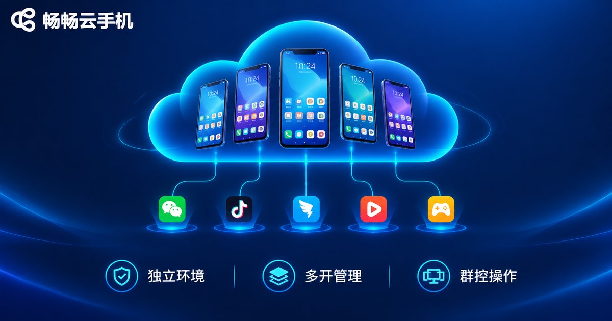 畅畅云手机独立环境与群控管理示意图