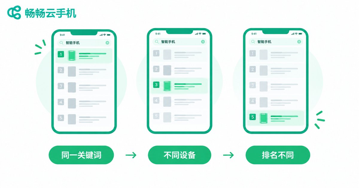 同一关键词在不同设备上的排名差异示意图