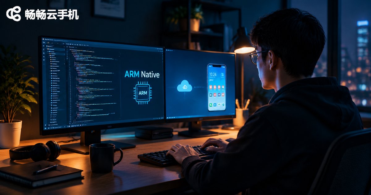 开发者在深夜通过云手机进行ARM原生环境远程调试