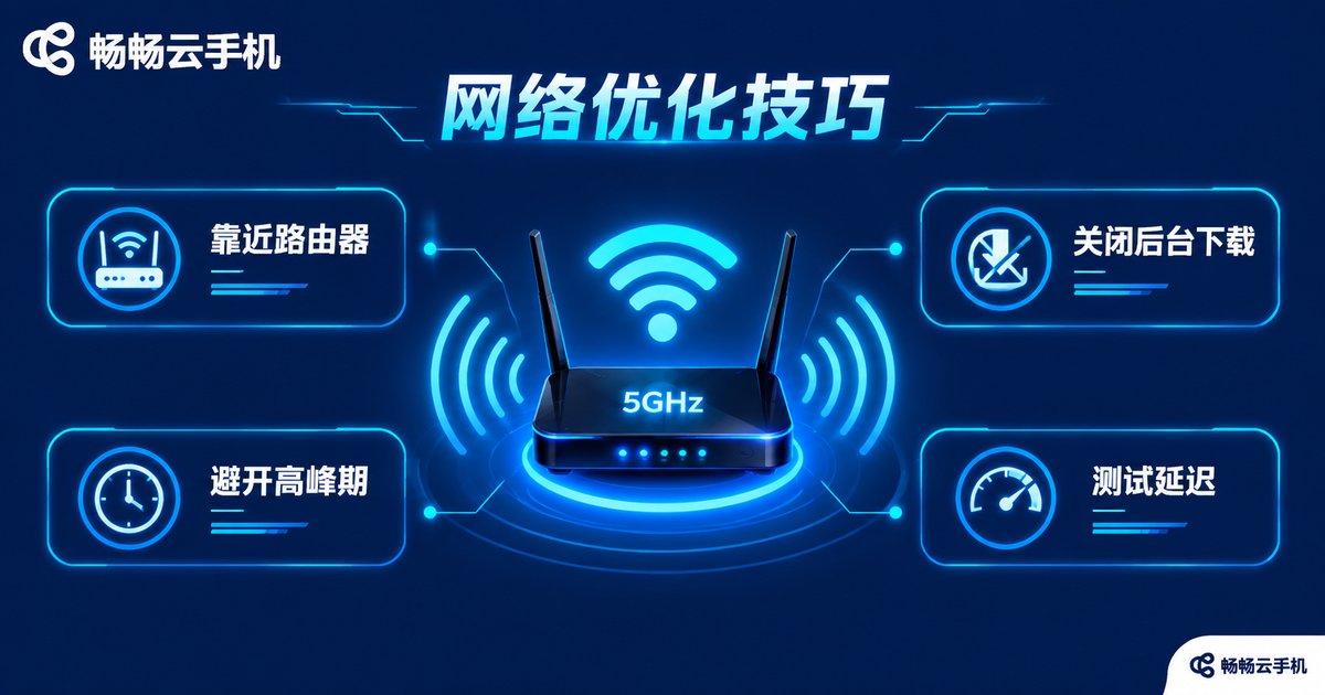 云手机游戏网络优化技巧信息图