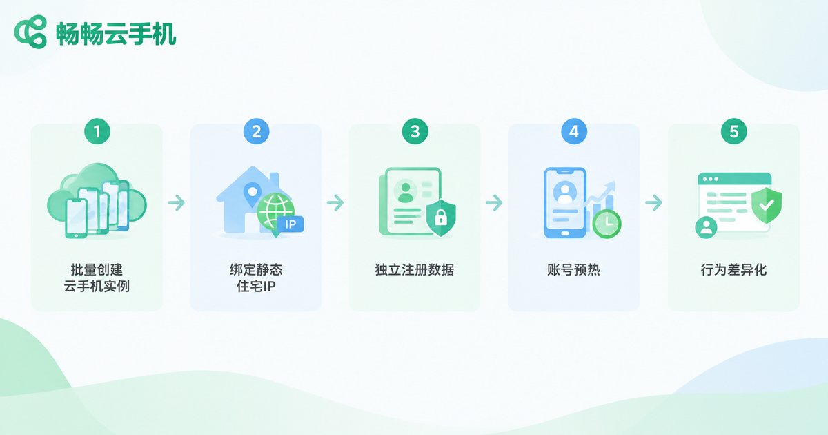 云手机绑定住宅IP五步配置流程图