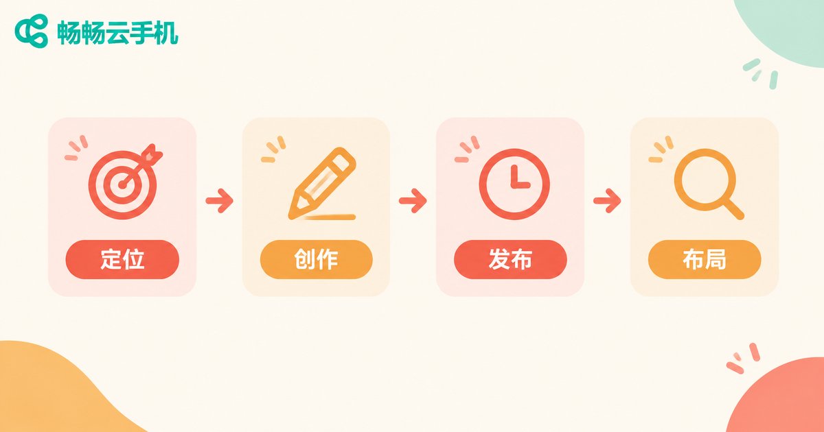 多账号种草笔记四步内容流程信息图