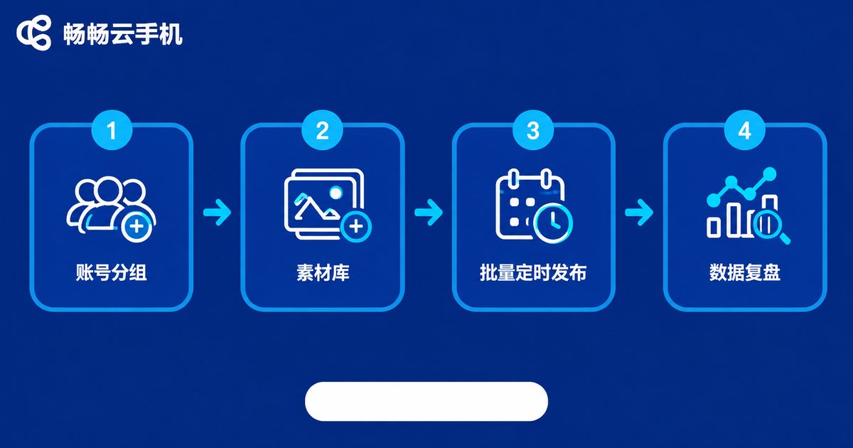 云手机批量发布四步流程图