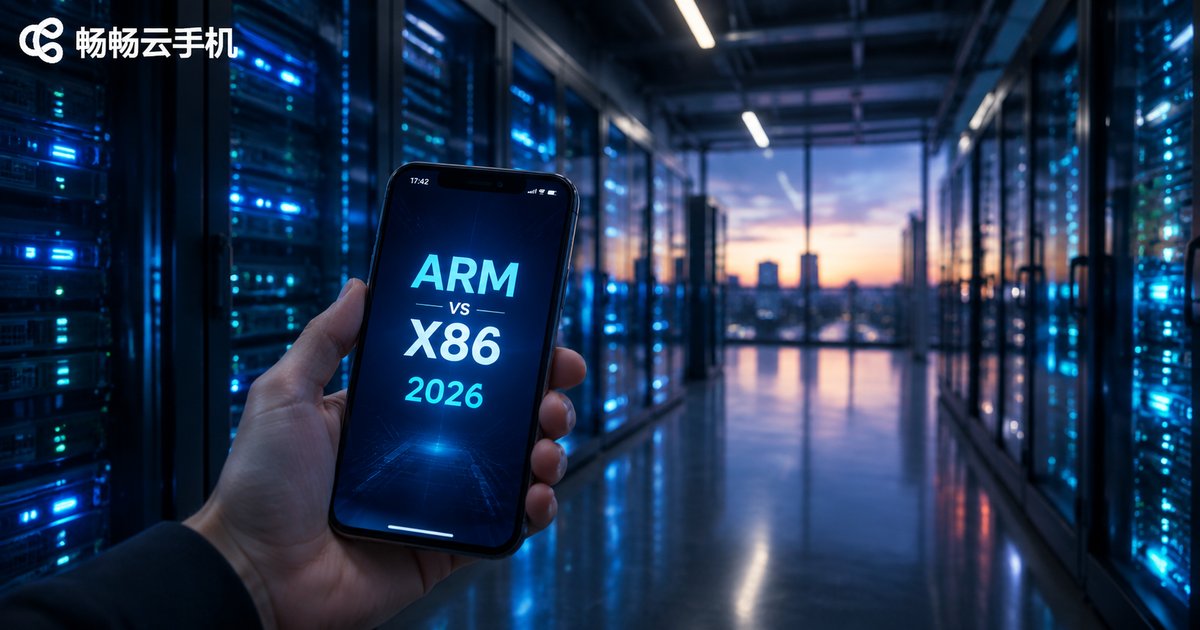 数据中心机房中展示ARM与X86对比的云手机