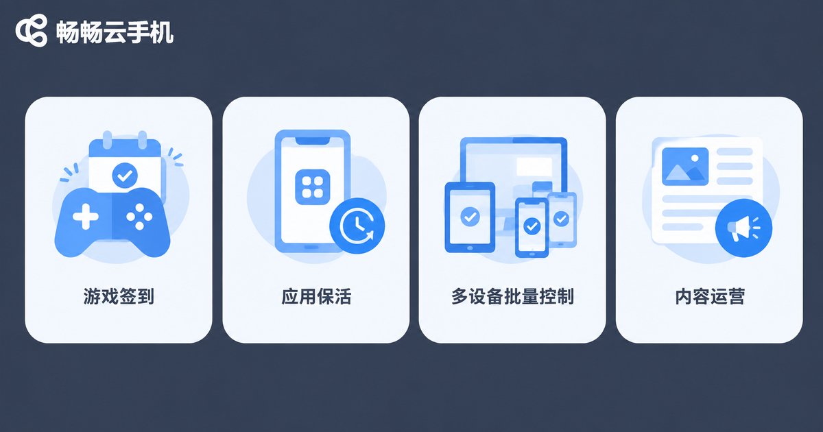 云手机定时任务四大使用场景信息图