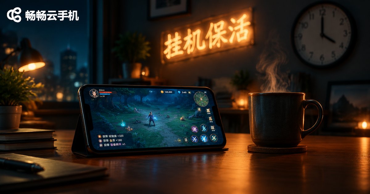 深夜书桌上的云手机挂机场景