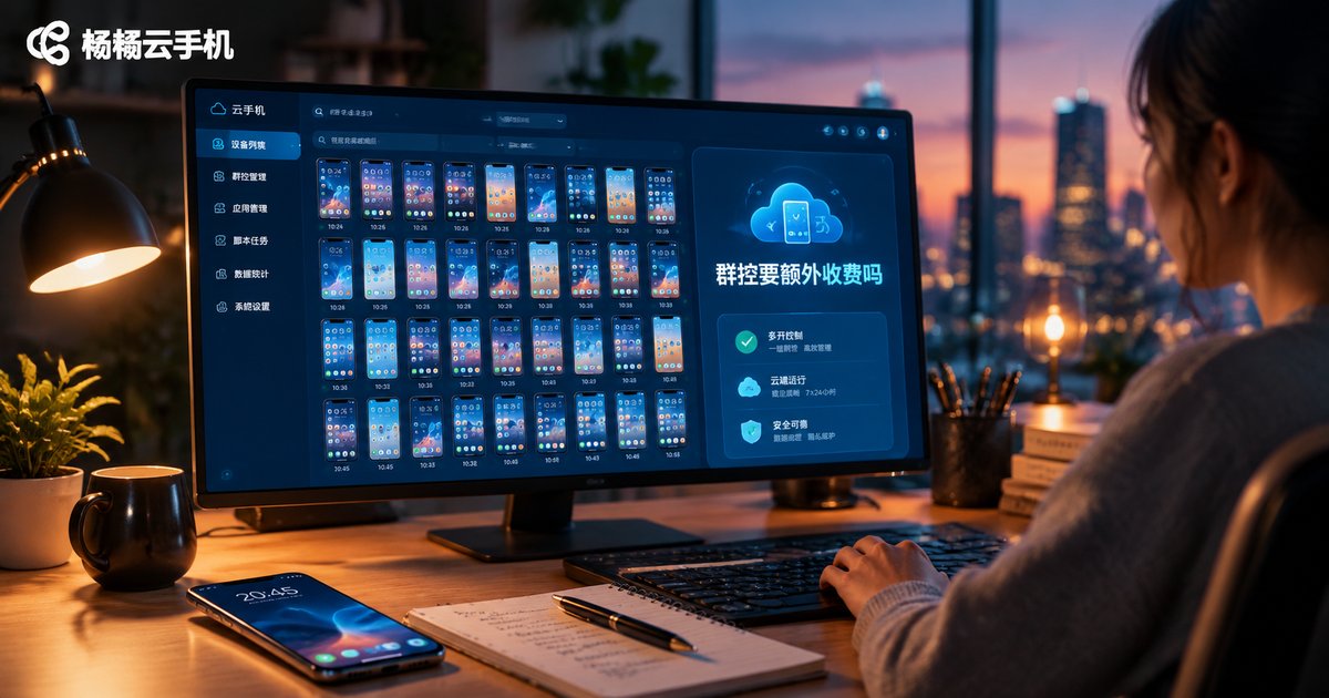 云手机群控收费主题电影感场景图