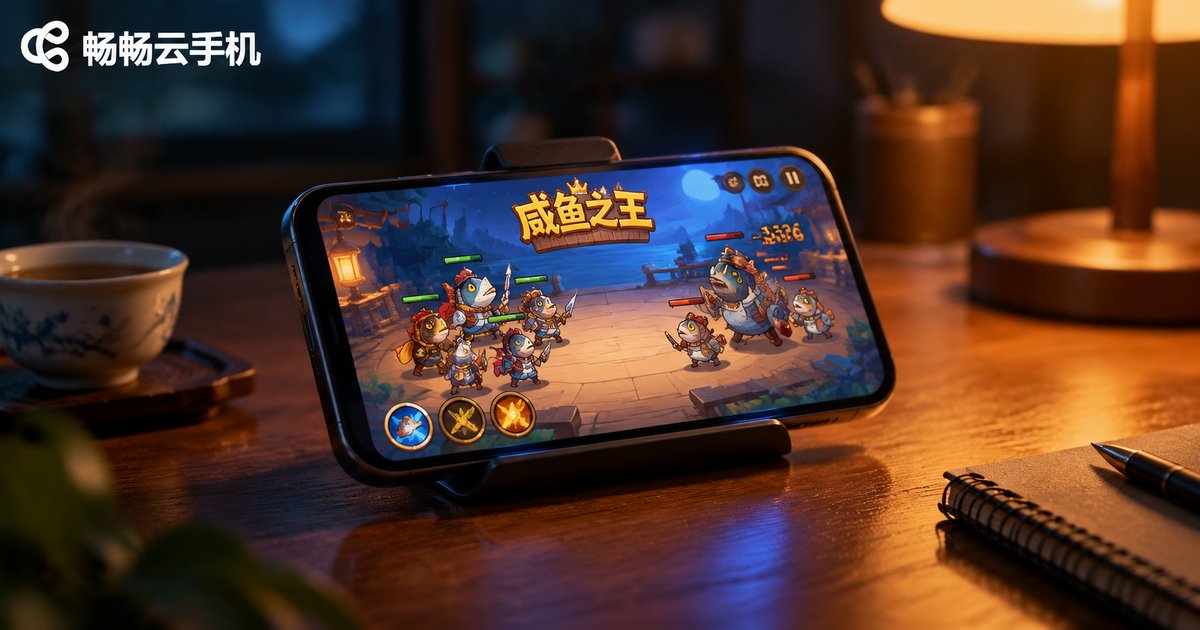 深夜书桌上用手机挂机咸鱼之王的场景照片