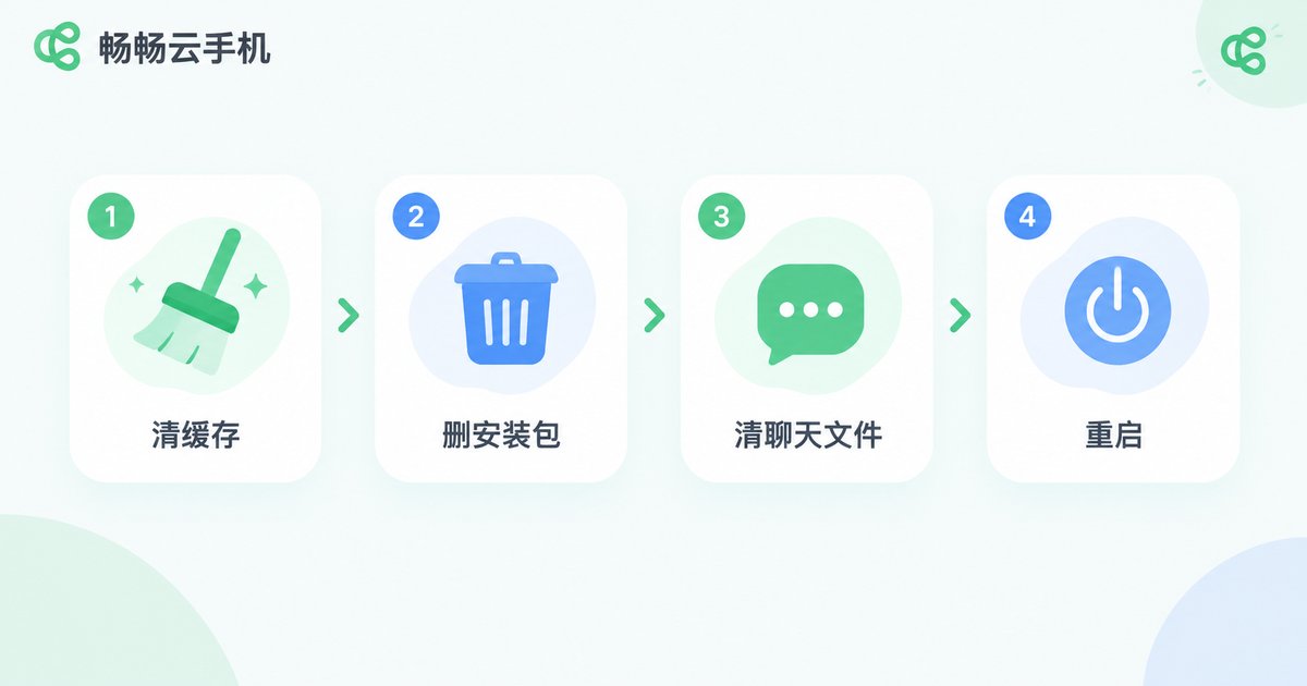 云手机存储清理四步流程图