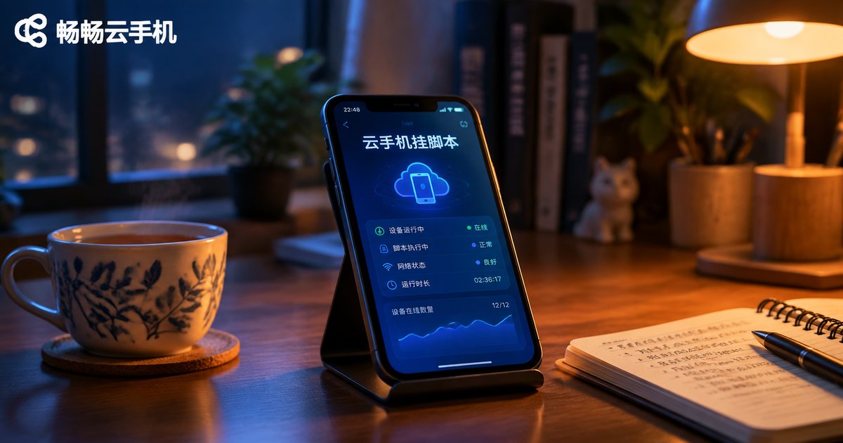 深夜书桌上,手机屏幕亮起云手机挂脚本的监控画面